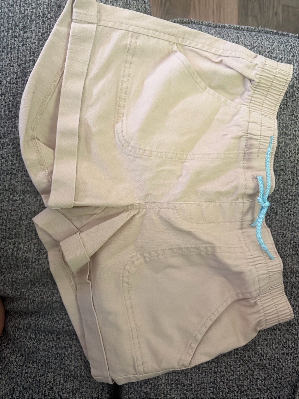 Old Navy Beige Kids Shorts with Light Blue Drawstring